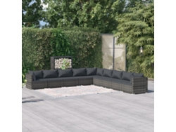 Conjunto de jardín DKD Home Decor de 9 piezas con cojines de mimbre gris