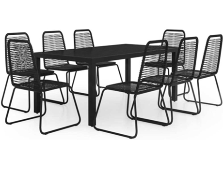 Conjunto 9 de comedor de jardín de VIDAXL PVC ratán negro
