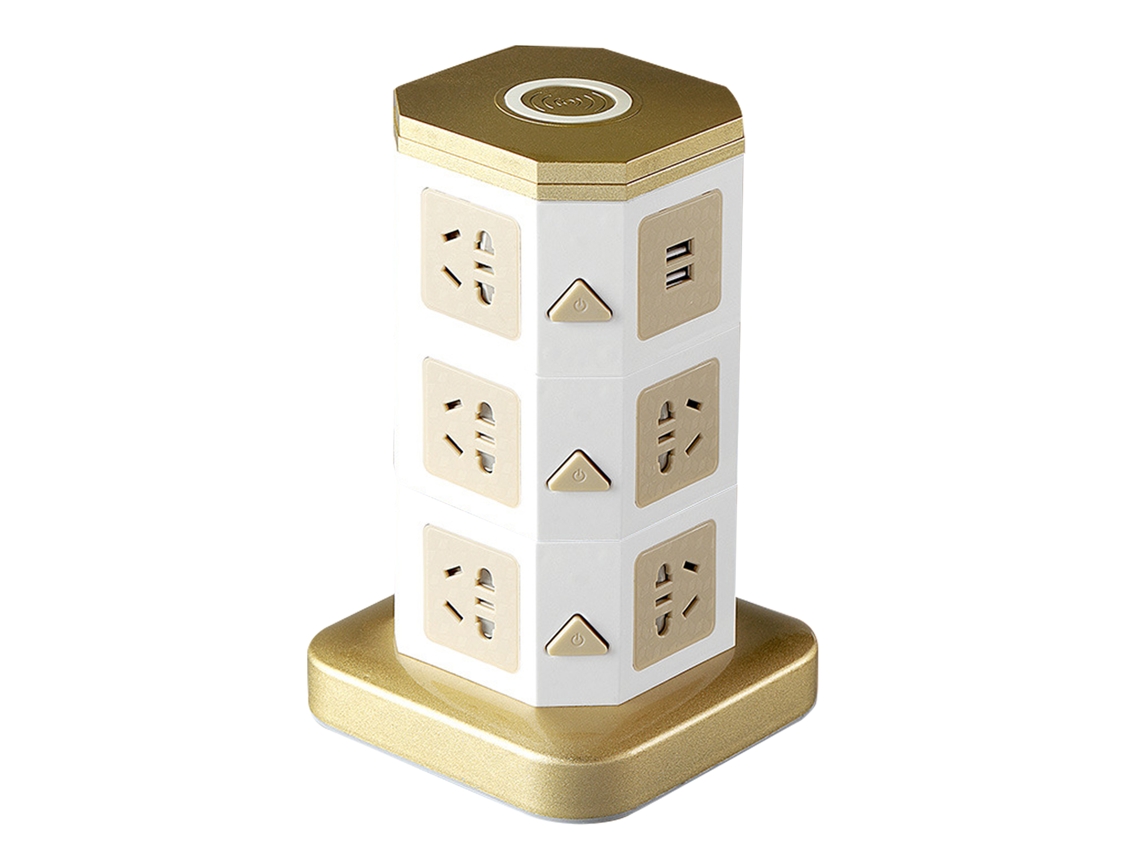Regleta Vertical Con Usb Y Carga Inalámbrica, Torre De Carga Multienchufe, Estación De Energía Para Escritorio.