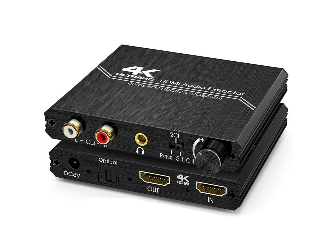 Extractor de audio HDMI 4K60Hz, SPDIF óptico, entrada auxiliar