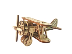 Maqueta De Madera 3d, Diseño De Avión Mecánico Pequeño. 63 Piezas.