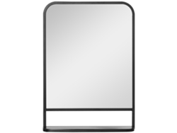 Espejo de pared BGA STORE con estante, moderno y elegante, rectangular, negro, para salón y recibidor (70 x 50 cm)