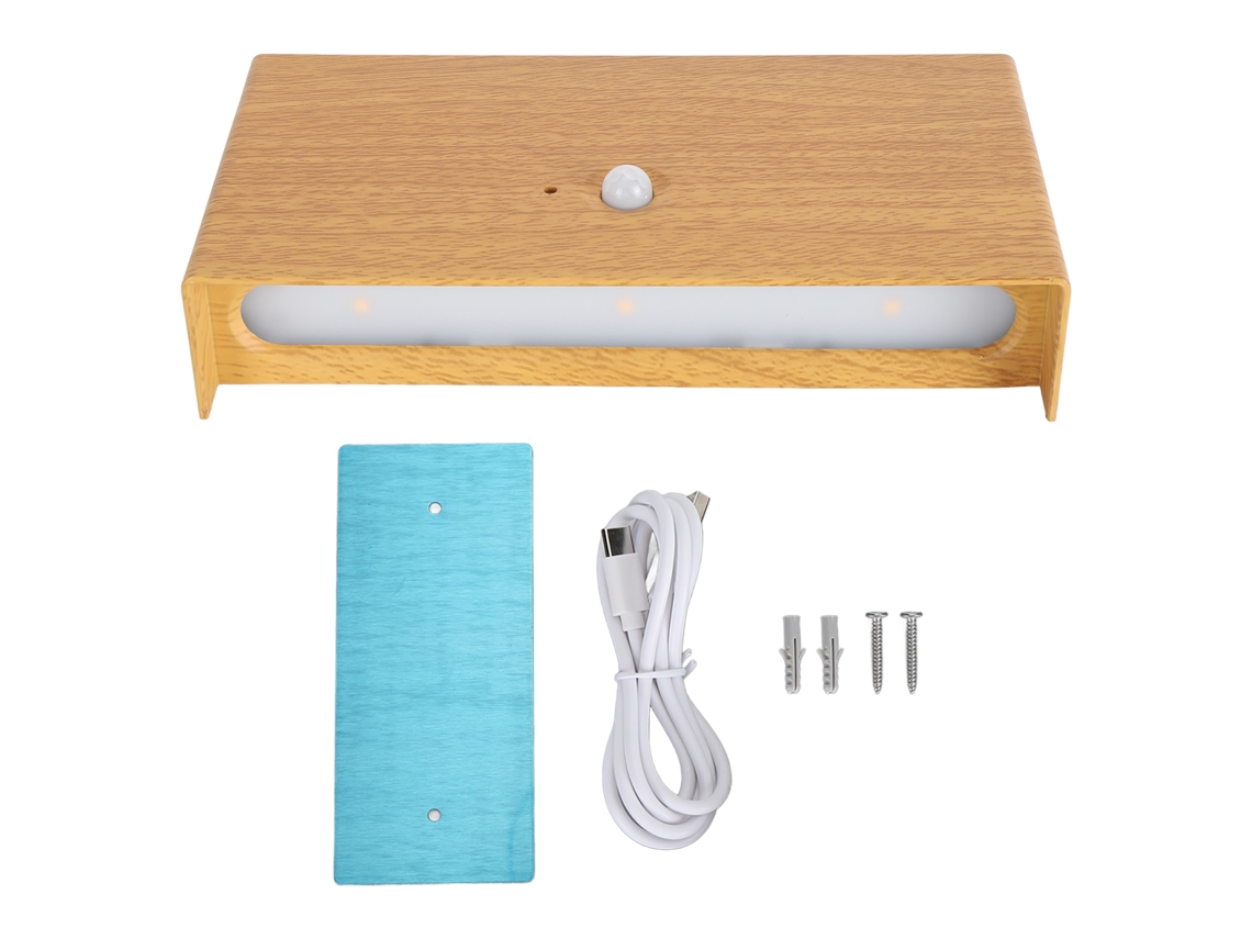 Rebe-lámpara De Pared Led Moderna Inalámbrica Con Sensor De Movimiento Recargable Magnética Para Pasillo Escalera Sala De Estar Color Madera Natural