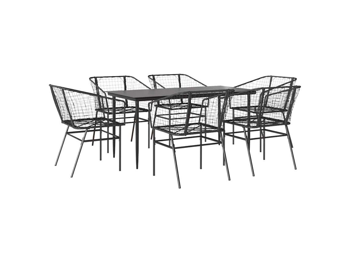Maison Exclusive - Juego De Comedor Jardín 7 Piezas Ratán Sintético Negro