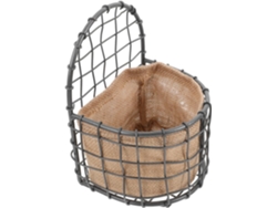 Cesta Colgante Para Flores Con Diseño Que Ahorra Espacio, Hecha De Tela De Lino Y Hierro. Estilo Rústico Natural Para