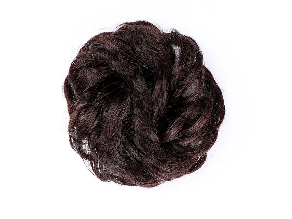 Coleta De Pelo De Pelo Cacheado Fluffy Con Elastico Marron Oscuro Para Escenario