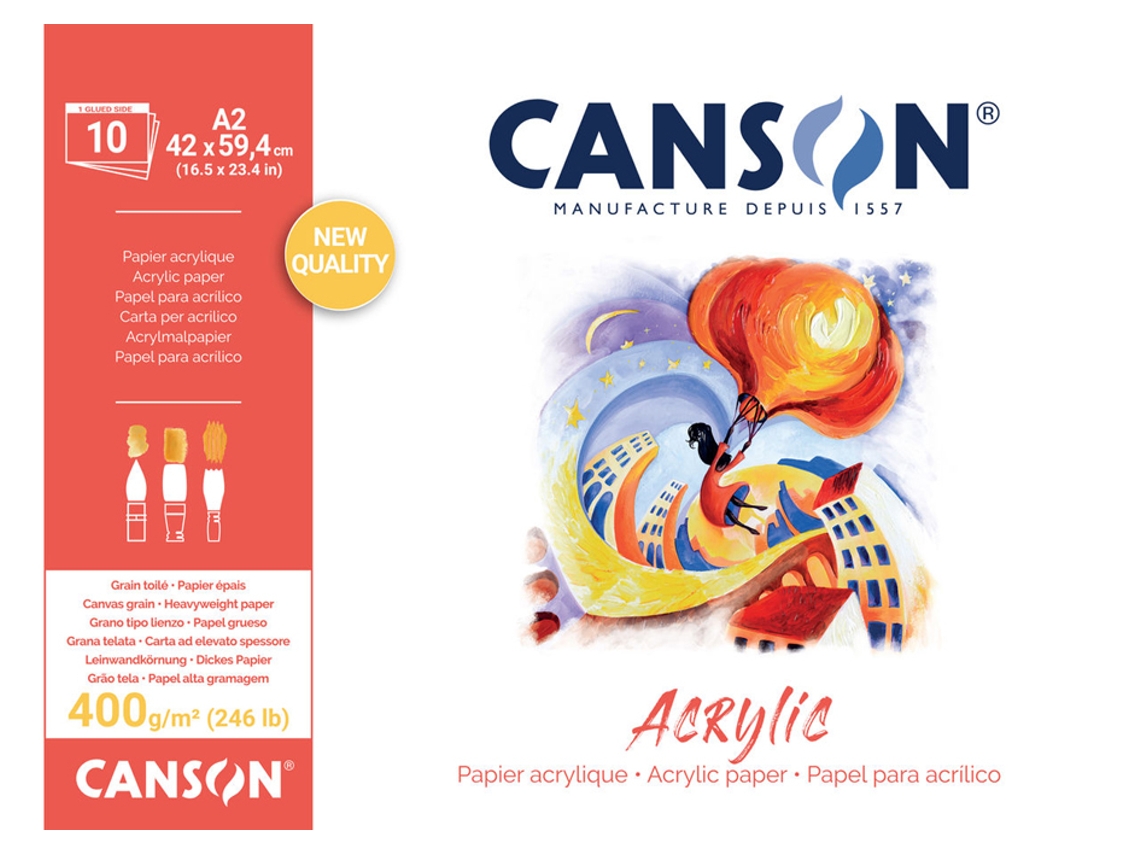 Bloc de Papel de Dibujo CANSON Acrílico 420 X 594 Mm 400 G/M²
