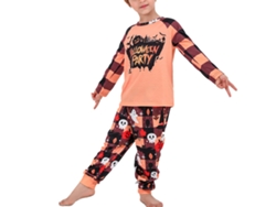 Pijama familiar de Halloween Kkpm para niños de 8 a 9 años, cómodo y festivo, color amarillo claro.