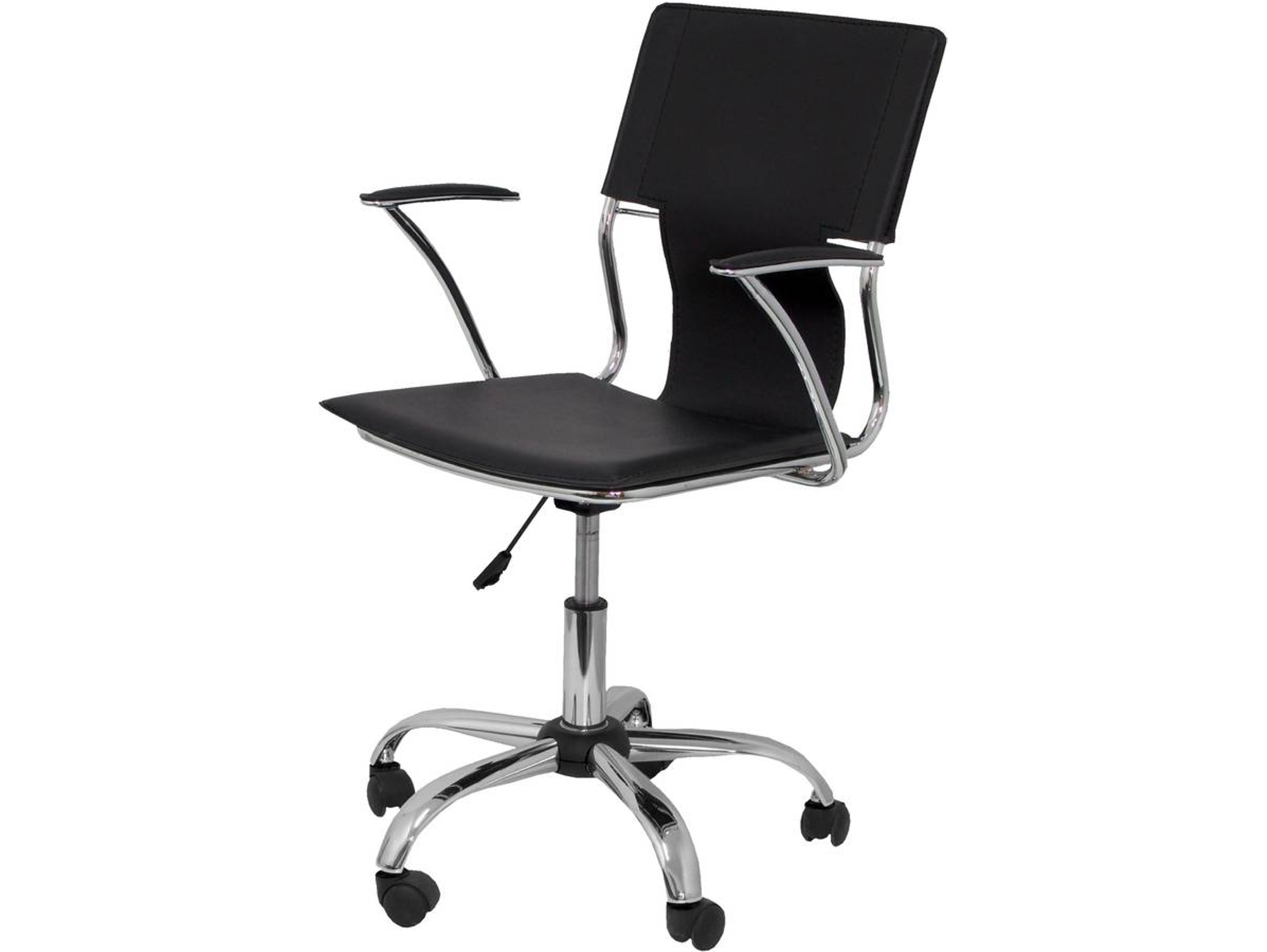 Silla de Escritorio Operativa PYC Bogarra Negro (Piel Sintética - Brazos Fijos)