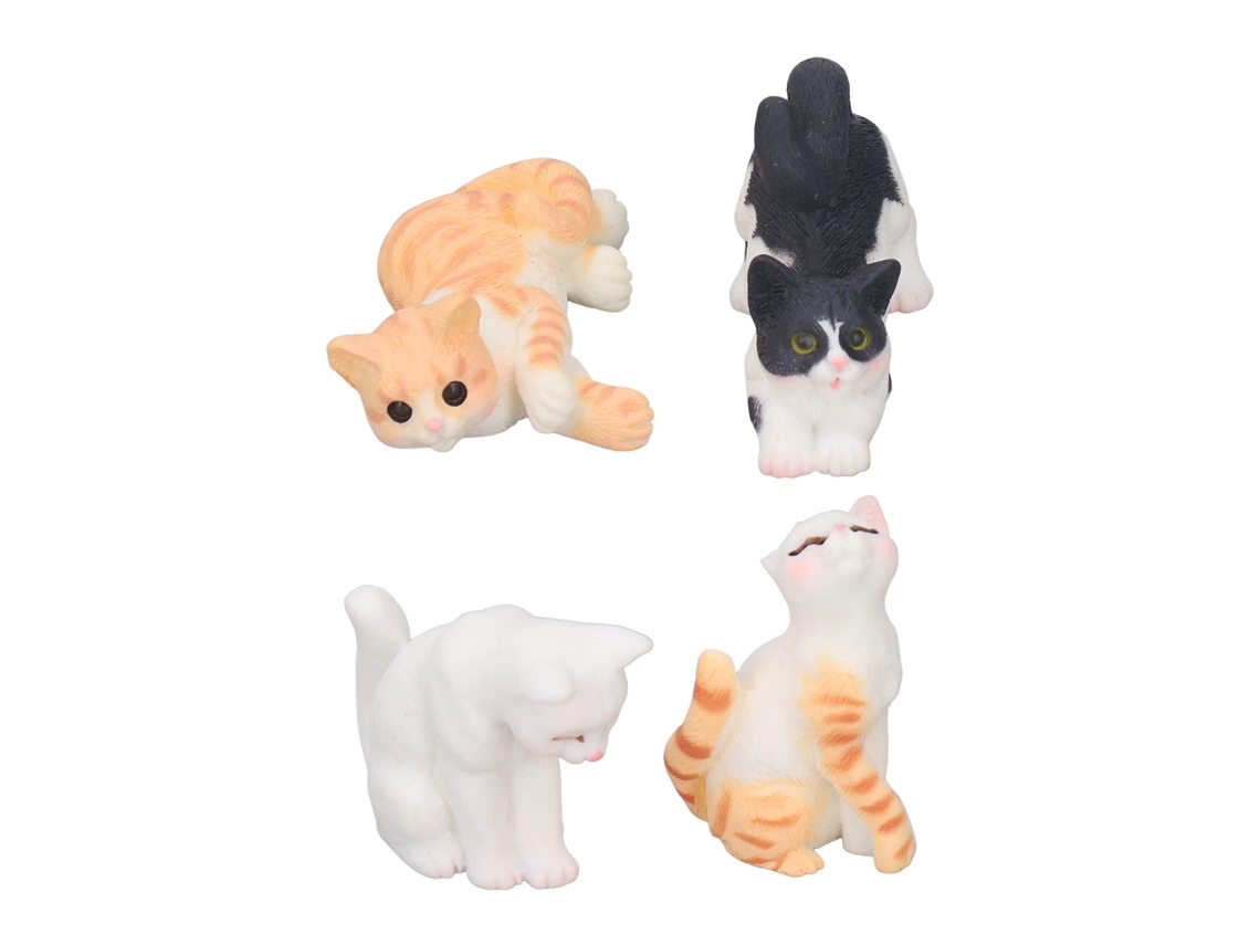 4 Figuras De Gatos En Miniatura De Resina Para Casa De Muñecas A Escala 1:12, Decoración Diy.