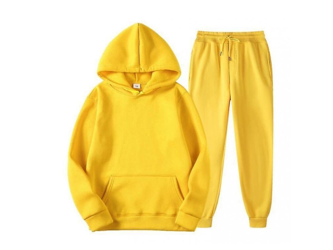 2026-conjunto De Sudadera Con Capucha De Manga Larga Casual Para Hombre De Color Sólido Mvb L Amarillo