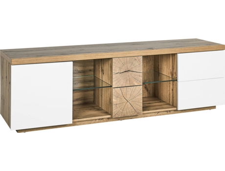 Mueble TV madera clara/blanco 160 x 40 cm BELIANI Farada