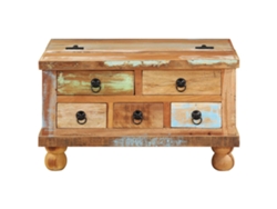 Mesa De Centro Mesa Auxiliar Mesa De Café De Madera Maciza Reciclada 70x70x38 Cm Wsd607377