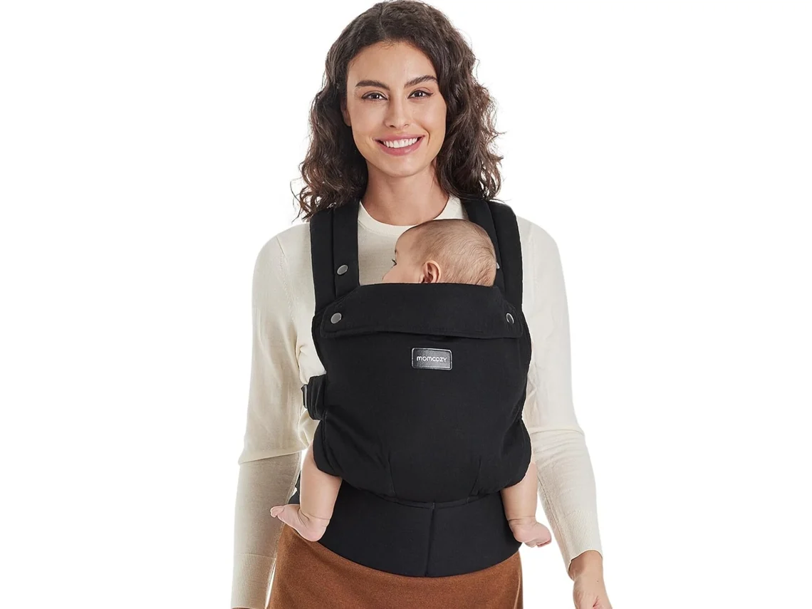 Mochila Portabebés Momcozy Ergonómica, Cómoda Y Ligera Para Bebés De 3 A 24 Meses, Color Negro.