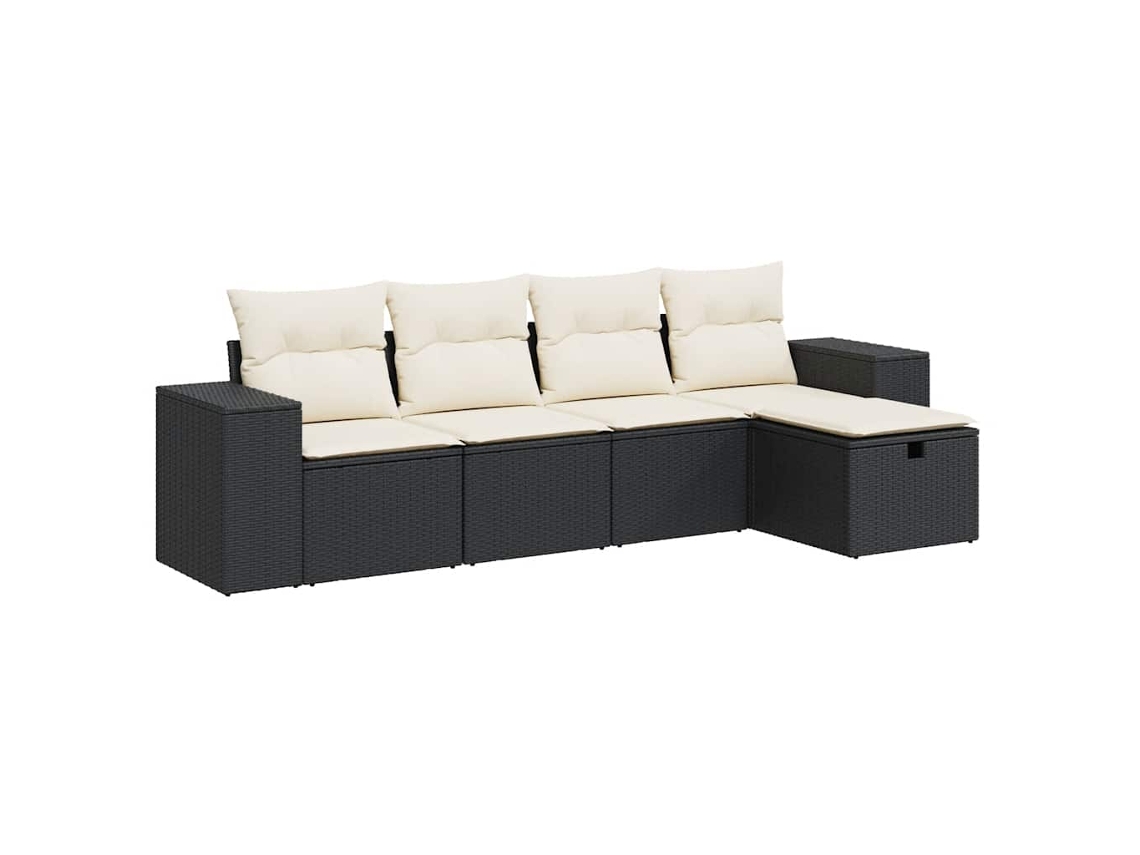 Maison Exclusive - Set De Muebles De Jardín 5 Pzas Y Cojines Ratán Sintético Negro