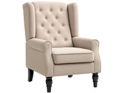 Sillón de estilo francés para salón, asiento acolchado, cojines de terciopelo blanco hielo, 74x86x102cm, beige.