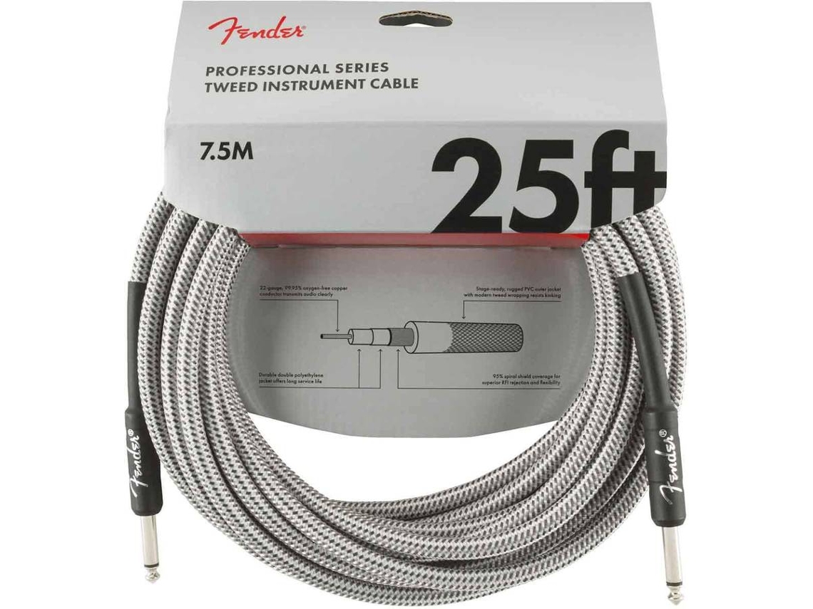 Cable para Instrumentos FENDER Professional Series Jack/Jack White Tweed (7,5 m)