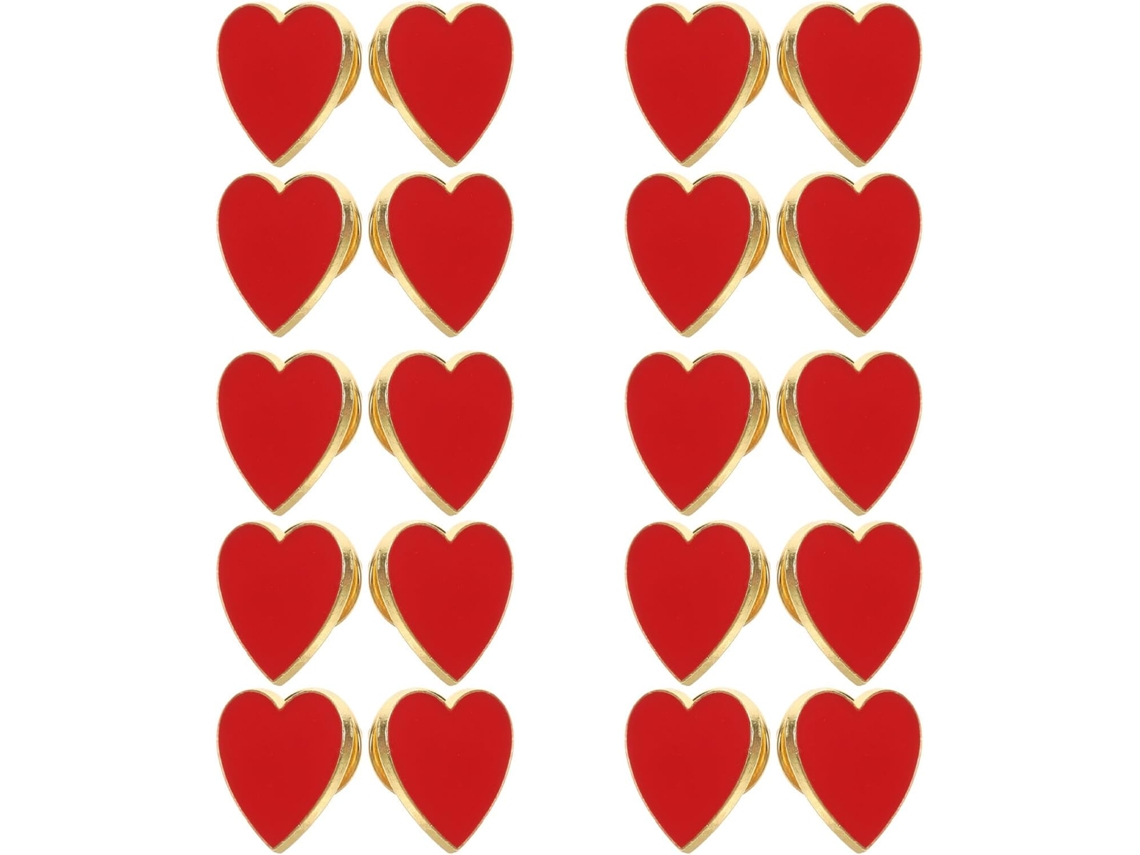 Conjunto De 20 Broches De Corazón De Plástico Rojo Y Dorado Para Mujer, Elegantes Accesorios Decorativos.