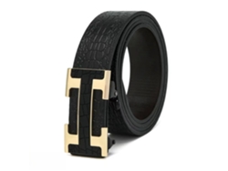 Cinturón Masculino Cuero Auténtico Cocodrilo Negro Hebilla Automática 125cm, Estilo Business, Regalo Lujoso Detalles