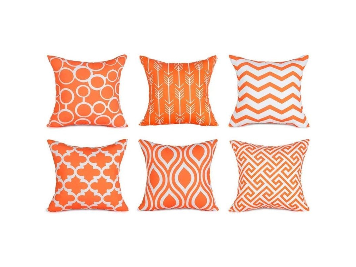 2026-cubrealmohadas Cuadrado De Lino Duradero, 6 Unidades, 45x45cm, Naranja, Para Sofá, Sin Relleno
