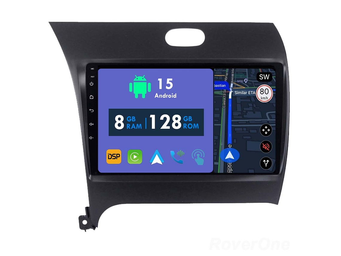 Coche Radio Android Auto Autoradio 8GB RAM 128G ROM CarPlay Navegación GPS Pantalla Táctil RoverOne para Kia K3 Cerato Forte 2013 - 2017 