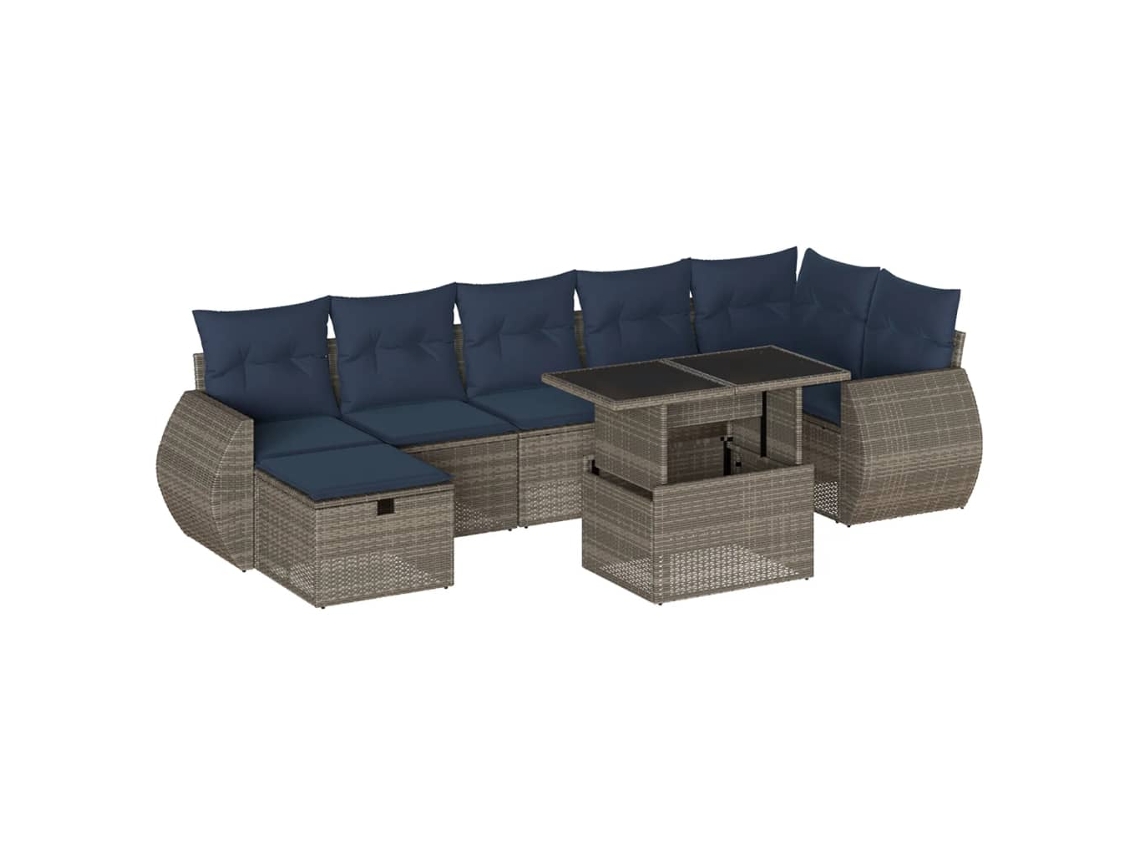 Maison Exclusive - Conjunto De Sofá De Jardín De 8 Piezas Con Cojines, Poliratán Gris