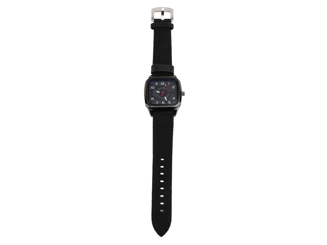 Reloj De Cuarzo Casual Para Hombre Con Correa De Piel Sintética Negra