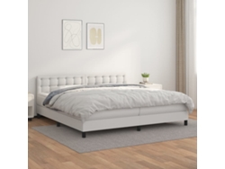Cama Box Spring Con Colchón Cuero Sintético Blanco 200x200 Cm