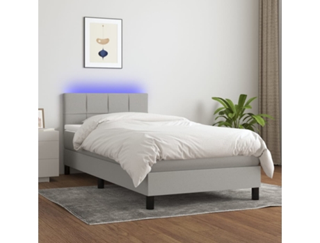 MAISON EXCLUSIVE Cama con somier con colchón y LED 90x190 cm tela gris claro