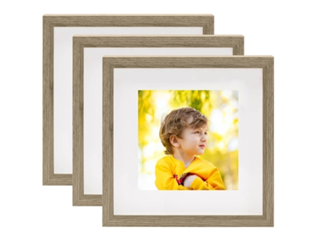 Conjunto 3 Marcos de fotos 3D VIDA XL madera oscura foto de (20x20 cm)