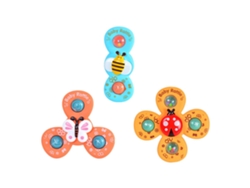 Walshlxq Juguete giratorio de 3 piezas con ventosa, juguete para el baño del bebé, diseño de dibujos animados de insectos giratorios para mesa y silla.