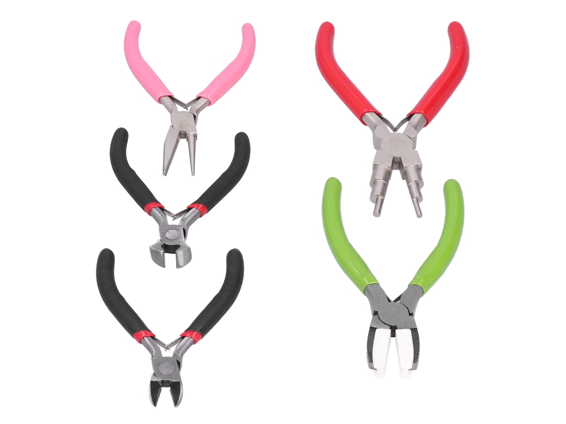 Kit De 5 Alicates Para Joyería: Alicates Diagonales, Alicates De Punta Plana Y Alicates Para Hacer Arandelas.