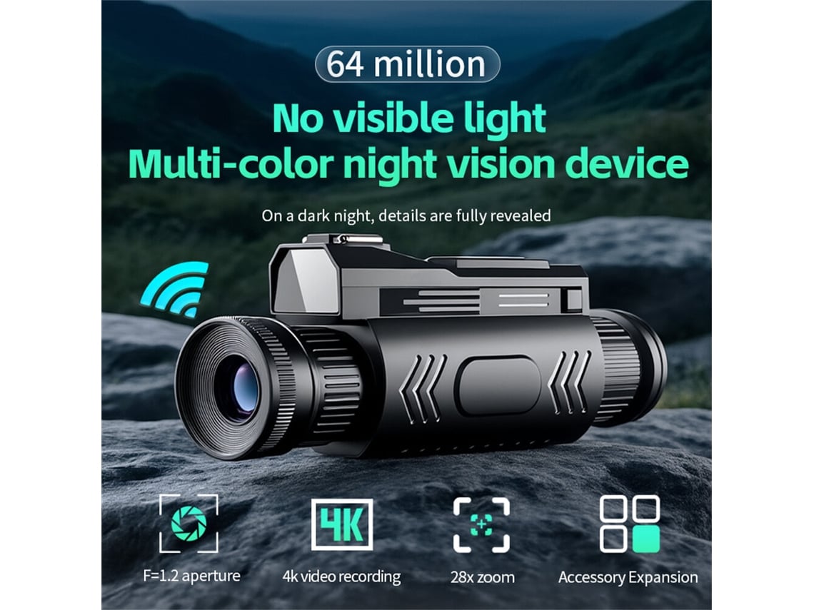 Solo ipree D12 Prismáticos Visión Nocturna Infrarroja Color 4k 64m Día Noche Macro Reconocimiento Monocular Cámara Mano