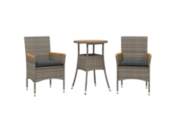 Maison Exclusive - Set De Comedor Jardín 3 Pzas Con Cojines Ratán Pe Acacia Gris