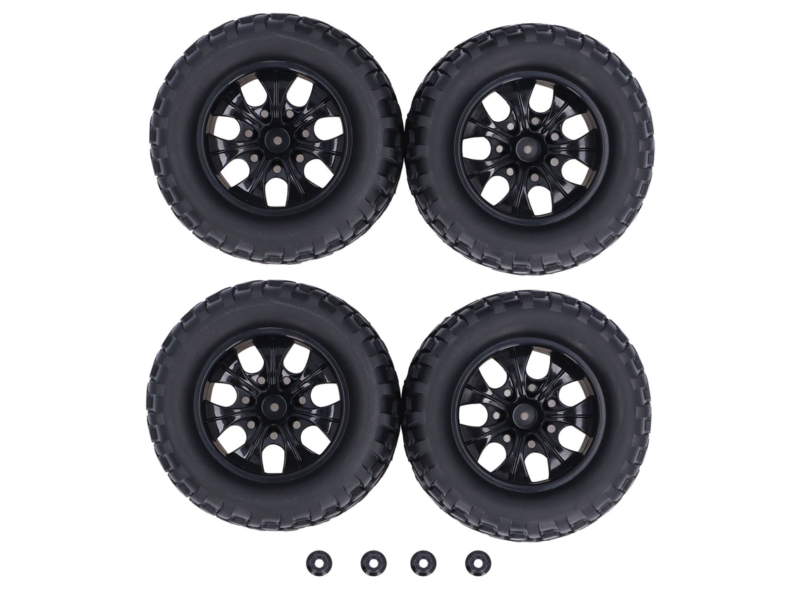 4 Neumáticos De Goma Con Tuercas De Seguridad M4, Llanta De 12 Mm, 7 Radios Para Camión Todoterreno Rc A Escala 1/10