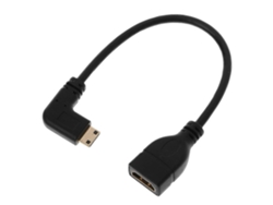 Compatible con mini USB macho a HDMI en un ángulo de 90 grados; compatible con hembra HDMI (no aplicable).