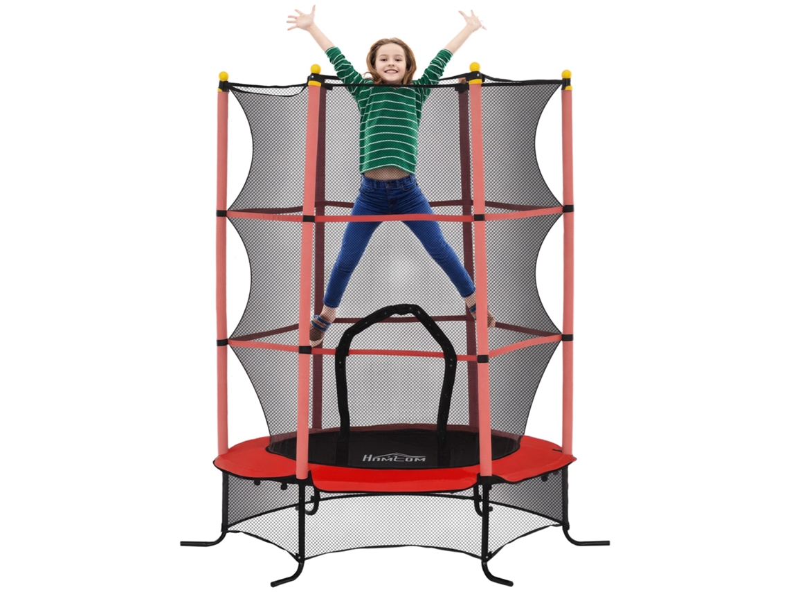 Cama Elástica Infantil De Ø163 Cm Con Red De Seguridad Roja.