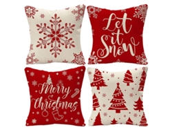 Juego De 4 Fundas De Almohada Navideñas Con Motivos De Copos De Nieve