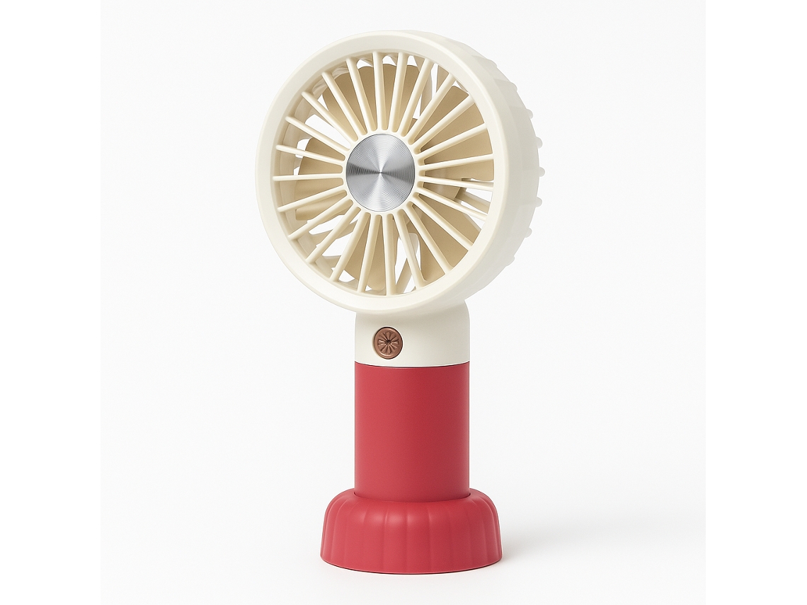 Ventoinha Portátil Com Base | Compacta, 3 Velocidades, Recarregável, Pega E Cabo Incluídos Skyhe Dm-56 Vermelho