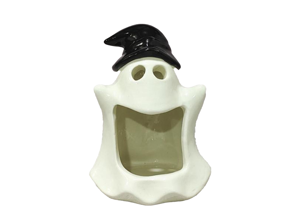 Portavelas de porcelana con figura de fantasma decorativa
