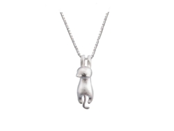 Collar De Gato De Plata Ley 925 Mate Colgante De Plata Esterlina Collar Clavícula Ocg