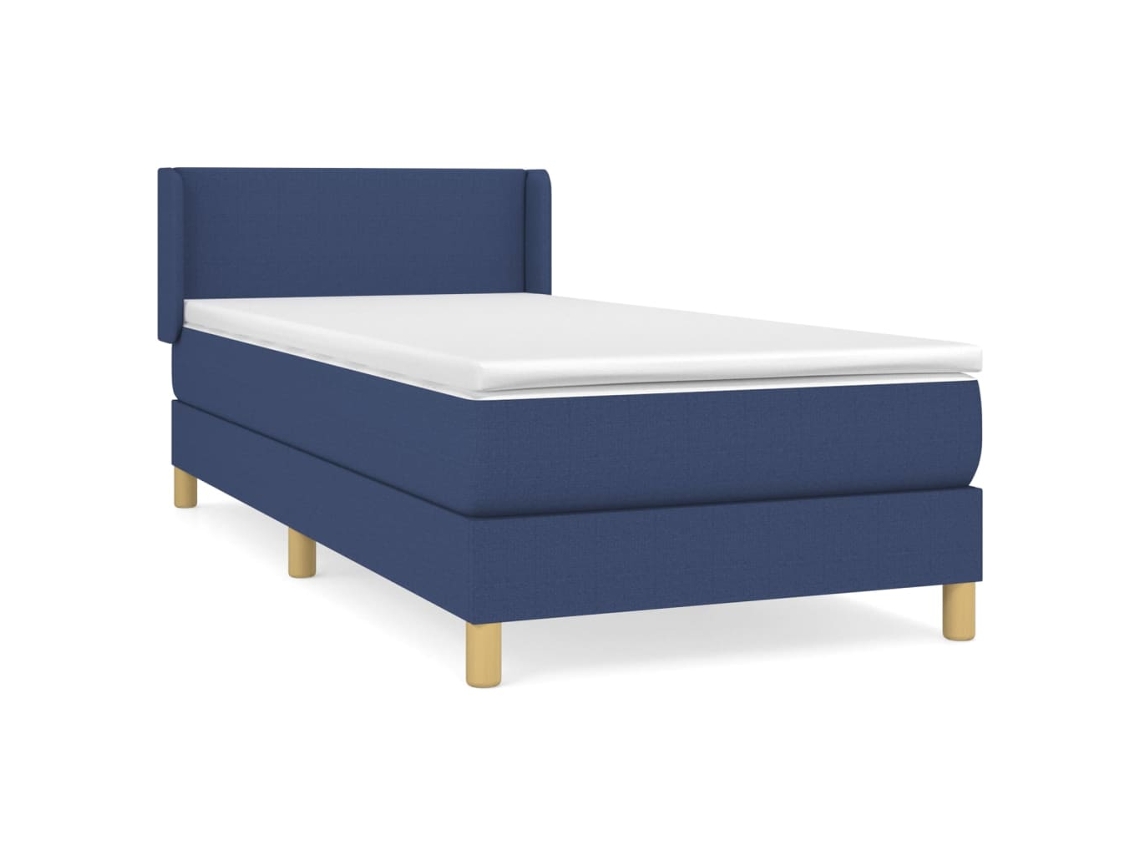 Maison Exclusive - Cama Box Spring Con Colchón Tela Azul 90x200 Cm