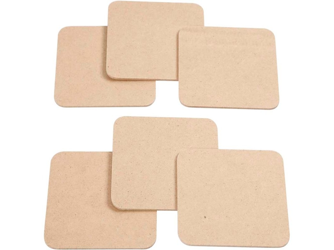 6 Posavasos De Madera, Para Decorar - 10 X 10 Cm