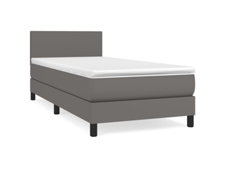 VIDAXL Cama con somier (Gris - Cuero artificial - 203 x 90 x 88 cm)