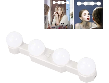 1 pieza de luz de espejo de maquillaje, luz de maquillaje, brillo ajustable, luz de maquillaje portátil con USB / batería (baterías no incluidas)