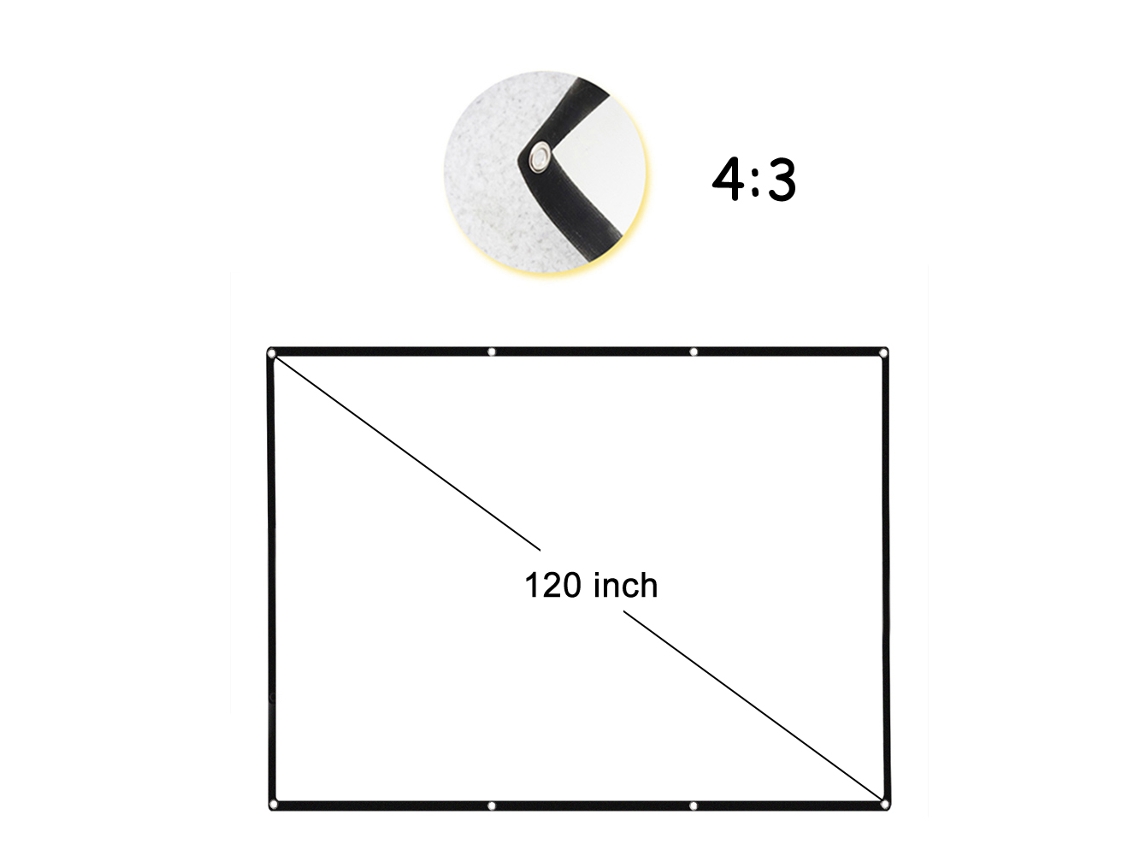 Pantalla De Proyector Plegable Blanca Hd De 120 Pulgadas (formato 4:3) Portátil Para Uso Doméstico Y En Exteriores.