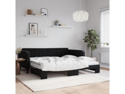 Sofá Cama Nido Con Colchón Terciopelo Negro 100x200 Cm