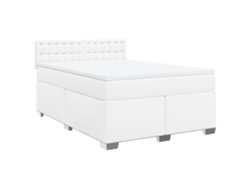Maison Exclusive - Cama Box Spring Con Colchón Cuero Sintético Blanco 160x200 Cm