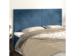 Cabeceros 4 Unidades De Terciopelo Azul Oscuro 90x5x78/88 Cm