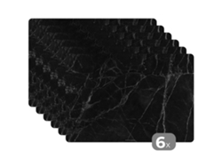 Manteles Individuales Juego De 6negro - Mármol 45x30 Cm